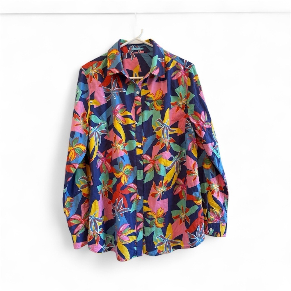 J M Laughlin Floral Button Down Long Sleeve Shirt Sz M